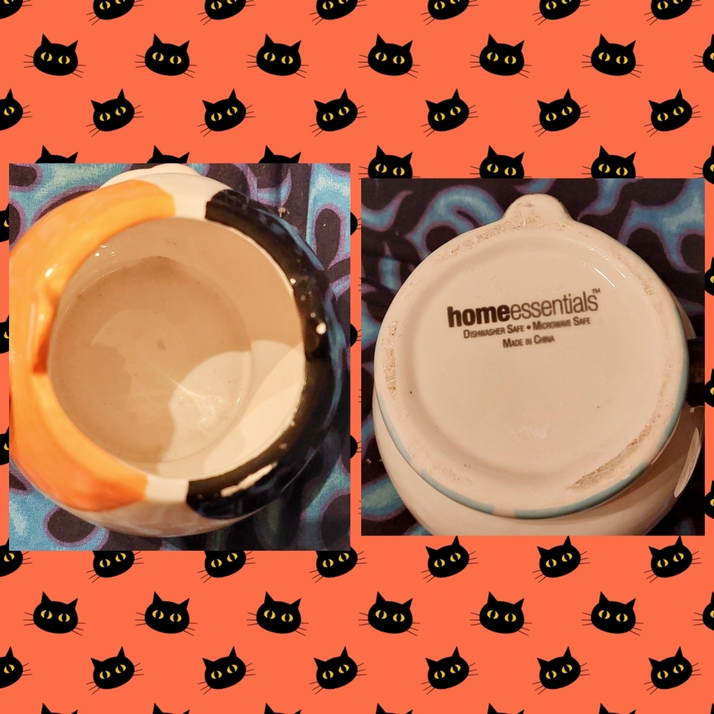 Cute Café by Home Essentials Wht/Multiclr Kitty Head Colorblock Ceramic Mug - Picture 6 of 9